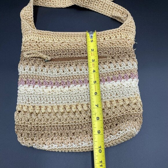 The Sak Neutral Y2K Striped Crochet Knit Crossbody Bag - Picture 4 of 7